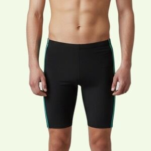 Marena Comfortwear Compression Shorts L Black Teal Trim Athletic Gym‎ Activewear